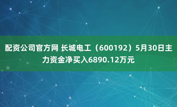 配资公司官方网 长城电工（600192）5月30日主力资金净买入6890.12万元