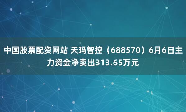 中国股票配资网站 天玛智控（688570）6月6日主力资金净卖出313.65万元